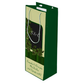 Groene Ierse shamrock gepersonaliseerde bruiloft Wijn Cadeautas