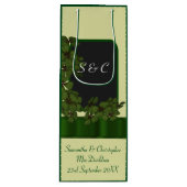 Groene Ierse shamrock gepersonaliseerde bruiloft Wijn Cadeautas (Voorkant)