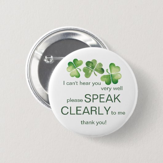 Groene Ierse shamrock hardhorend doofpin Ronde Button 5,7 Cm (Voorkant /achterkant)