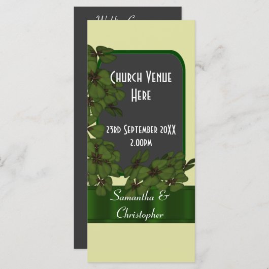 Groene Ierse shamrock klaver bruiloft programma Programmakaart (Voorkant / Achterkant)