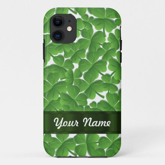 Groene Ierse shamrocken gepersonaliseerd Case-Mate iPhone Case (Achterkant)
