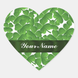Groene Ierse shamrocken gepersonaliseerd Hart Sticker