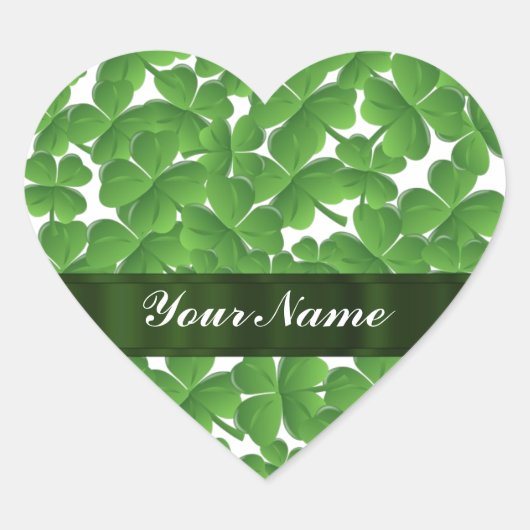 Groene Ierse shamrocken gepersonaliseerd Hart Sticker (Voorkant)