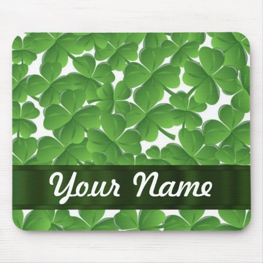 Groene Ierse shamrocken gepersonaliseerd Muismat (Voorkant)