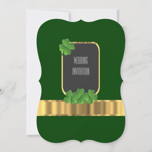 Groene Ierse sjamrock bruiloft Kaart (Achterkant)