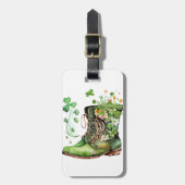 GROENE IERSE WERKBOOTS MET SAMROCKSTROMEN BAGAGELABEL (Voorkant verticaal)