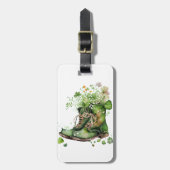 GROENE IERSE WERKBOOTS MET SAMROCKSTROMEN BAGAGELABEL (Voorkant verticaal)