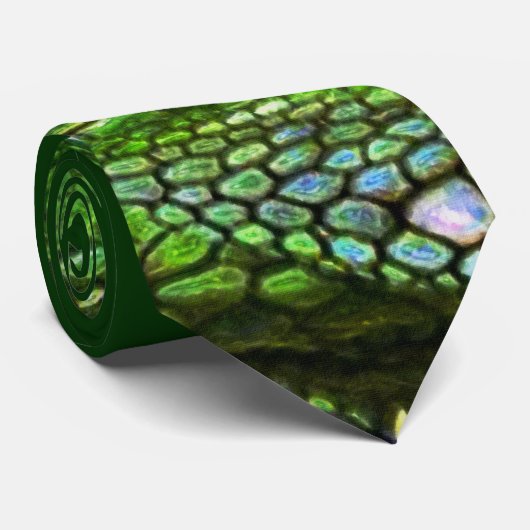 Groene Iguana Collectie Stropdas (Opgerold)