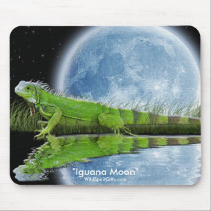 Groene Iguana & Maan Wildlife Art Mousemat Muismat