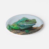 Groene iguana papieren bordje (Gekanteld)