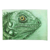 Groene Iguana Realistische Tekening, Cute Reptile Kussensloop (Voorkant)