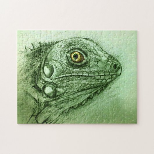 Groene Iguana Realistische Tekening, Cute Reptile Legpuzzel (Horizontaal)