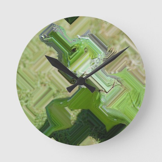 Groene Iguana Ronde Klok (Voorkant)
