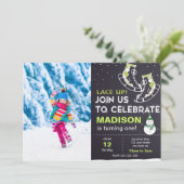 Groene ijsdag Schaats - Uitnodiging met foto (Staand voorkant)