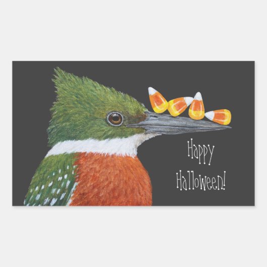 Groene ijsvissenhallowensticker rechthoekige sticker (Voorkant)