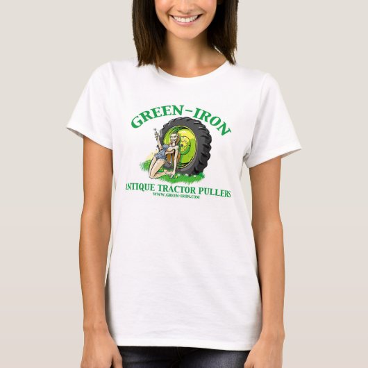 Groene IJzeren Antiek Tractors Pullers T-shirt (Voorkant)