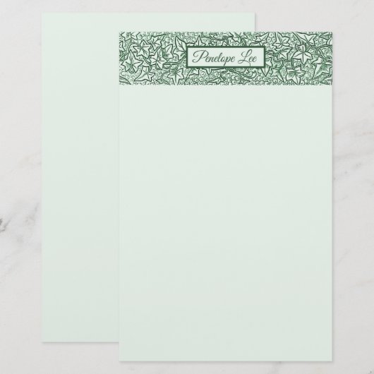 groene ijzige sierkopbal en Jouw naam Briefpapier (Voorkant / Achterkant)