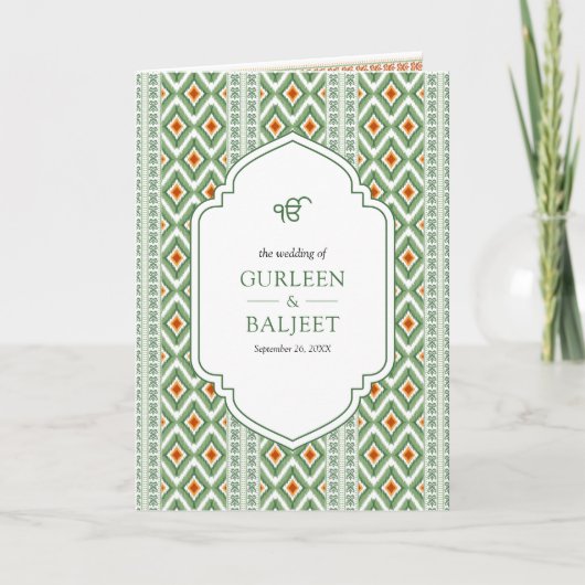 Groene Ikat Alles in een Anand Karaj Sikh bruiloft (Voorkant)