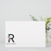Groene Illustratie Bloemen Briefpapier (Staand voorkant)
