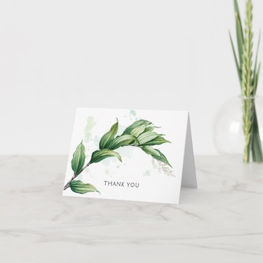 Groene Illustratie Waterverfspatten Blanco Bedankkaart (Voorkant)