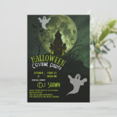 Groene illustratieve moderne Spooky Grunge Hallowe Kaart (Staand voorkant)