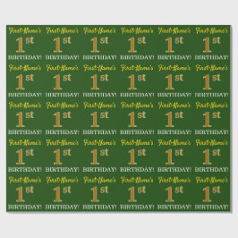 Groene, imitatie Gold look "1st BIRTHDAY" Cadeaupapier