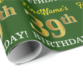 Groene, imitatie Gold look "39th BIRTHDAY" Cadeaupapier (Rol Hoek)