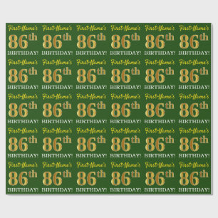 Groene, imitatie Gold look "86th BIRTHDAY" Cadeaupapier