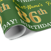 Groene, imitatie Gold look "86th BIRTHDAY" Cadeaupapier (Rol Hoek)