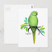 Groene Indische ringnek Parrot Briefkaart (Voorkant / Achterkant)