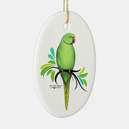 Groene Indische ringnek Parrot Keramisch Ornament (Rechts)