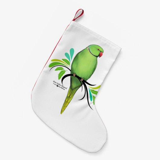 Groene Indische ringnek Parrot Kleine Kerstsok (Voorkant (Hangend))