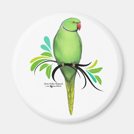 Groene Indische ringnek Parrot Magneet (Voorkant)