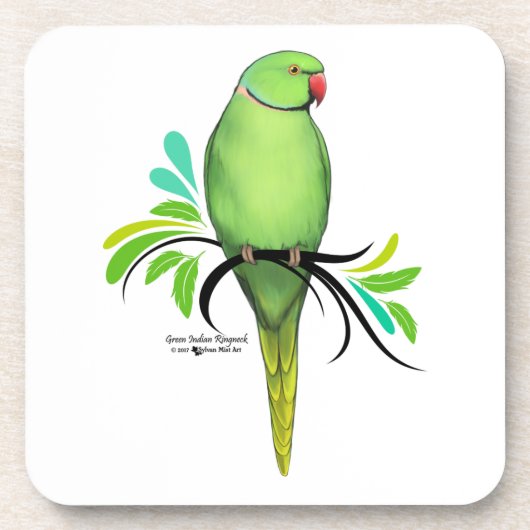 Groene Indische ringnek Parrot Onderzetter (Voorkant)