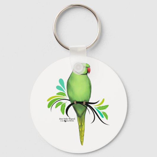 Groene Indische ringnek Parrot Sleutelhanger (Voorkant)