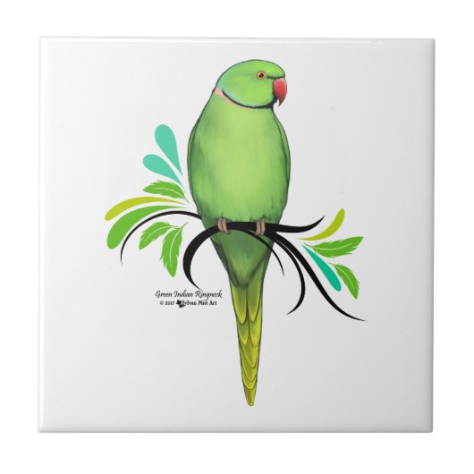 Groene Indische ringnek Parrot Tegeltje (Voorkant)
