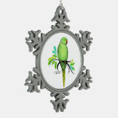 Groene Indische ringnek Parrot Tin Sneeuwvlok Ornament (Links)