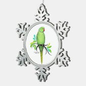 Groene Indische ringnek Parrot Tin Sneeuwvlok Ornament (Rechts)