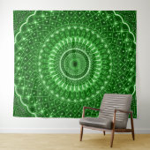 Groene Indische spirituele moderne helende mandala Wandkleed (In Situ (horizontaal))