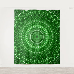 Groene Indische spirituele moderne helende mandala Wandkleed