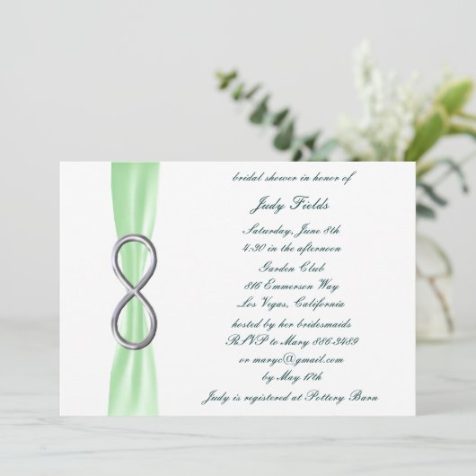 Groene Infinity Bridal Shower Invitation Kaart (Staand voorkant)