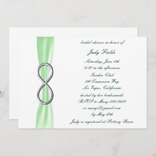 Groene Infinity Bridal Shower Invitation Kaart (Voorkant / Achterkant)