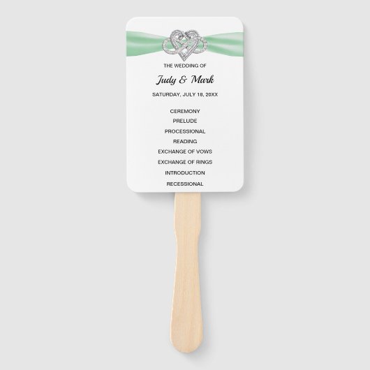 Groene Infinity Hart Trouwprogramma Fans Handwaaier (Voorkant)