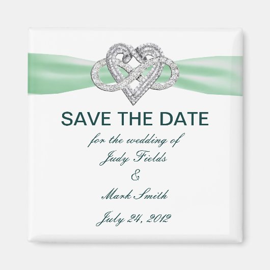 Groene Infinity Heart sparen de Datum Magnet (Voorkant)