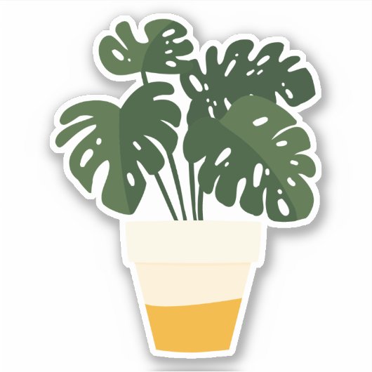 Groene ingepote kamerplant transparante sticker (Voorkant)