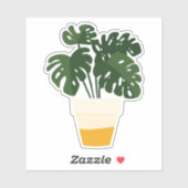 Groene ingepote kamerplant transparante sticker (Vel)
