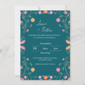 Groene ingewikkelde bloemen Lijst bruiloft uitnodi (Voorkant)