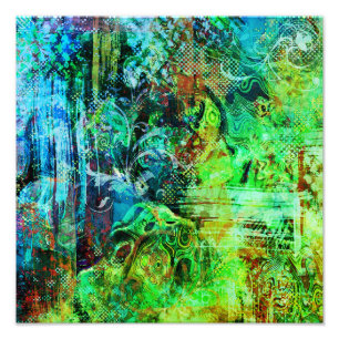 Groene ingewikkelde texturen foto afdruk