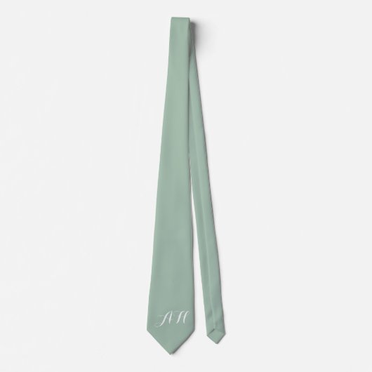 Groene Initialen Groomsmen Monogram Monogram Stropdas (Voorkant)