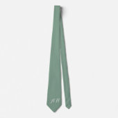 Groene initiële bruidsjonkers monogram monogrammen stropdas (Voorkant)